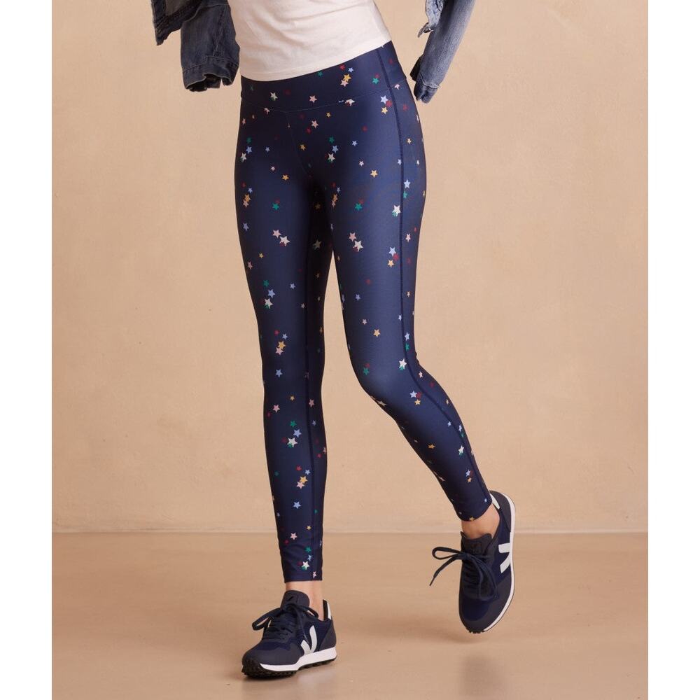 Summersalt‎ Do It All High Rise 7/8 Leggings Deep Sea Blue Scatter Star Print 10